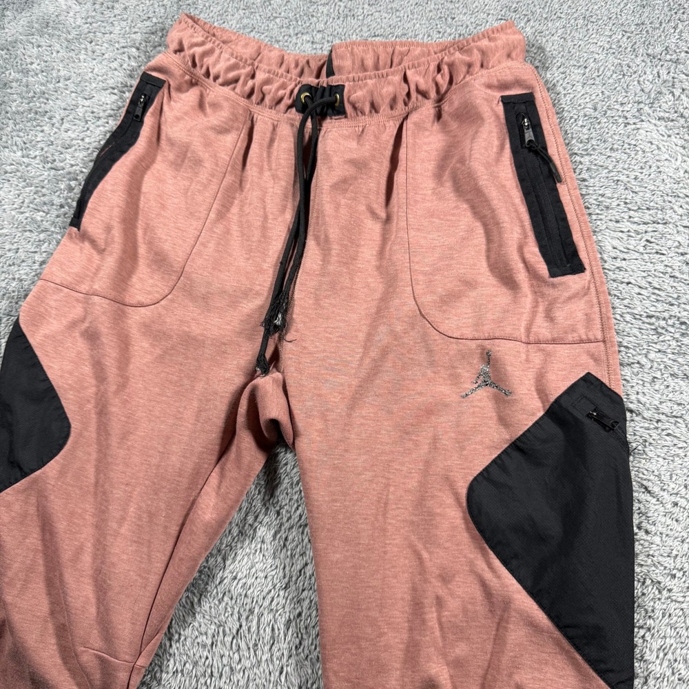 Jordan Joggers Mens Large Rose Pink Dri-FIT Slim Fit Zipper Pocket Cargos Tech